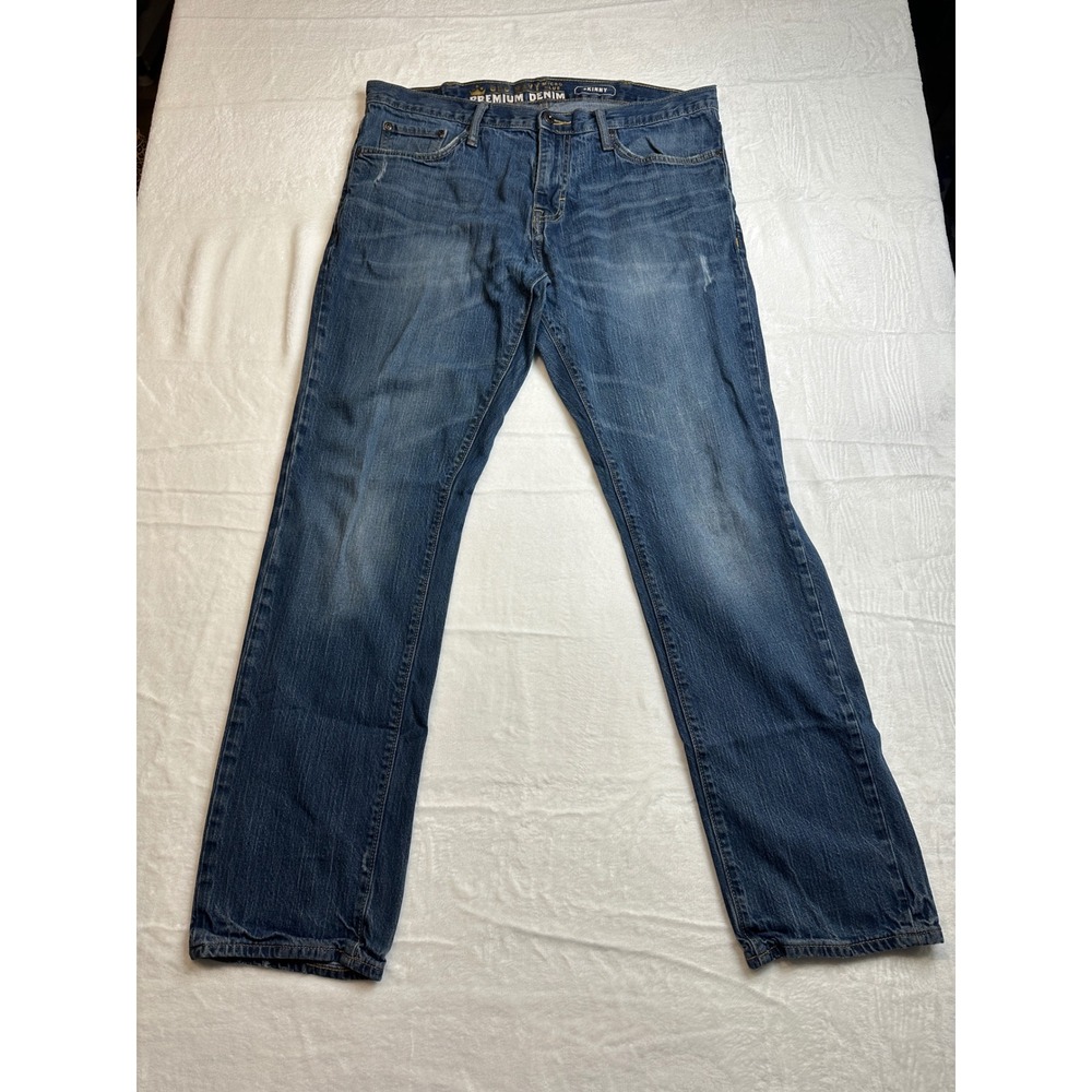Old Navy Premium Denim Jeans Mens 36x32 Blue Skinny Fit Stretch Casual Pants